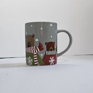 Crate & Barrel Christmas Mug Bears  Scarves & Sweaters by Joan Anderson 12oz
